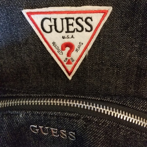 Guess Denim Dark Wash Vintage Looking Backpack - Picture 4 of 7